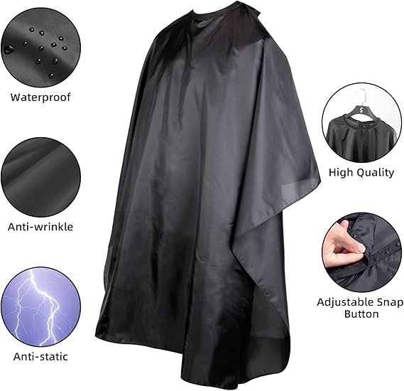 Professional Hair Cutting Cape with Adjustable Snap Closure