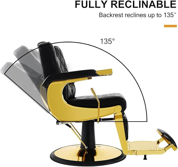 Gold Wide Backrest Barber Chair