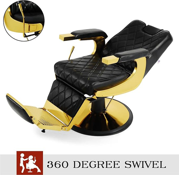Gold Wide Backrest Barber Chair